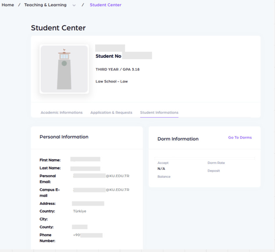 KUHub Campus Hub Student Center Student Information Screenshot