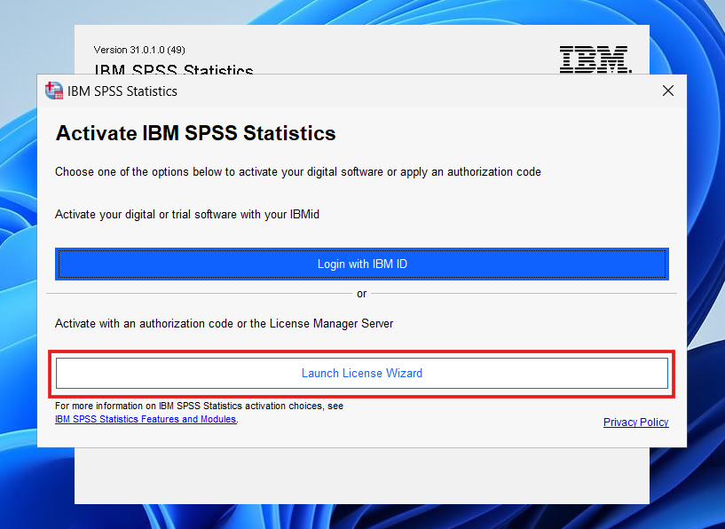 SPSS installation progress screen