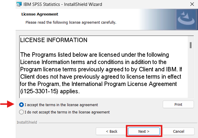 SPSS installation wizard start screen